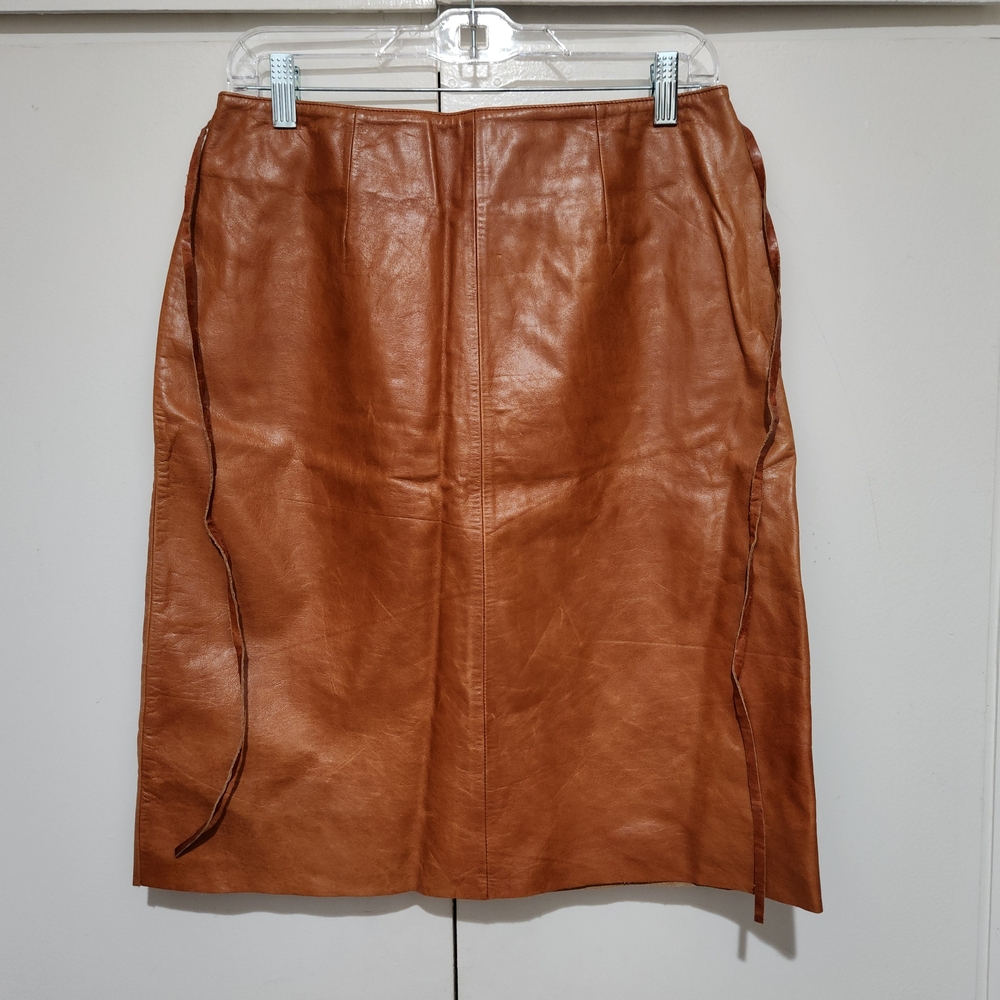 Wilson Brown Leather Pencil Skirt